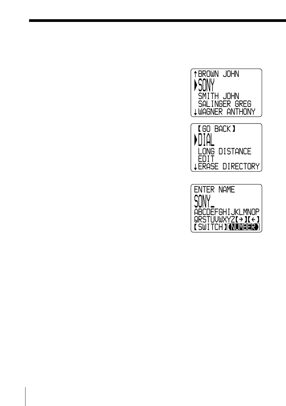 Changing a stored name and/or phone number, Sony, Dial | Sony SPP-A9276 User Manual | Page 44 / 96