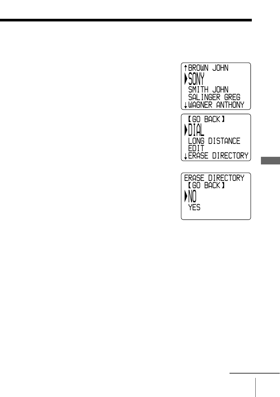 Erasing a memory location, Sony, Dial | Sony SPP-A9276 User Manual | Page 45 / 96