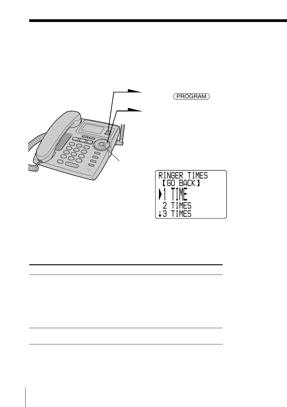 Selecting the ring time, 1 time | Sony SPP-A9276 User Manual | Page 58 / 96