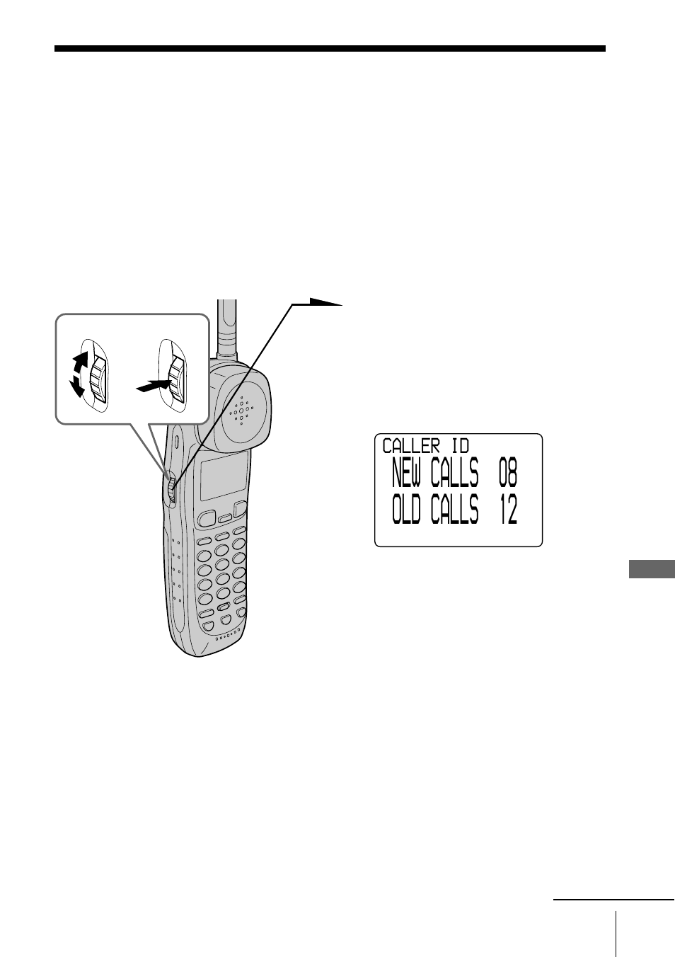 Looking at the caller id list, Viewing the caller id list, New calls 08 old calls 12 | Caller id | Sony SPP-A9276 User Manual | Page 71 / 96