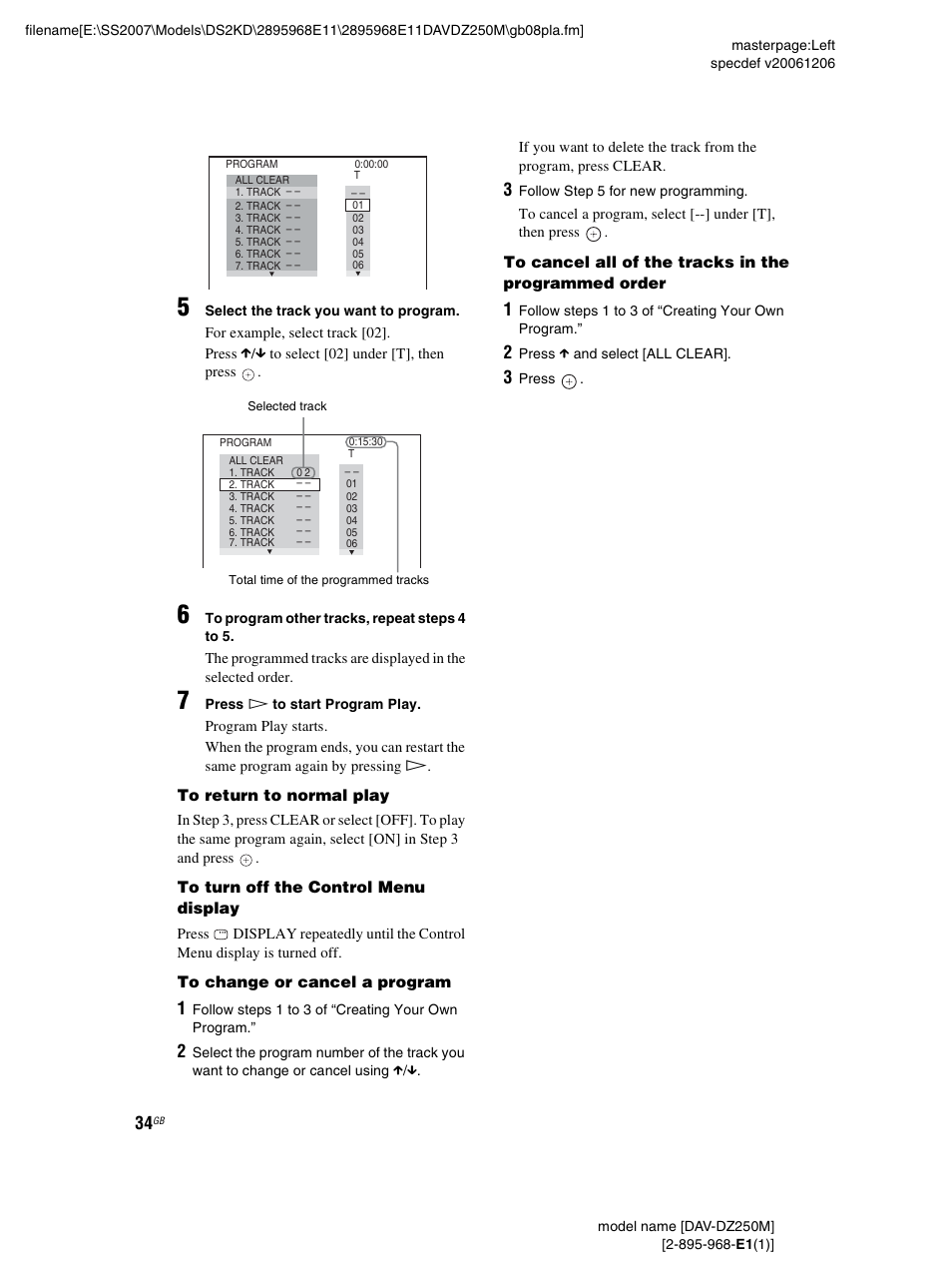 Sony DAV-DZ250M User Manual | Page 34 / 104