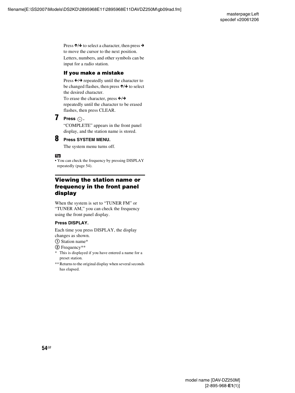 Sony DAV-DZ250M User Manual | Page 54 / 104