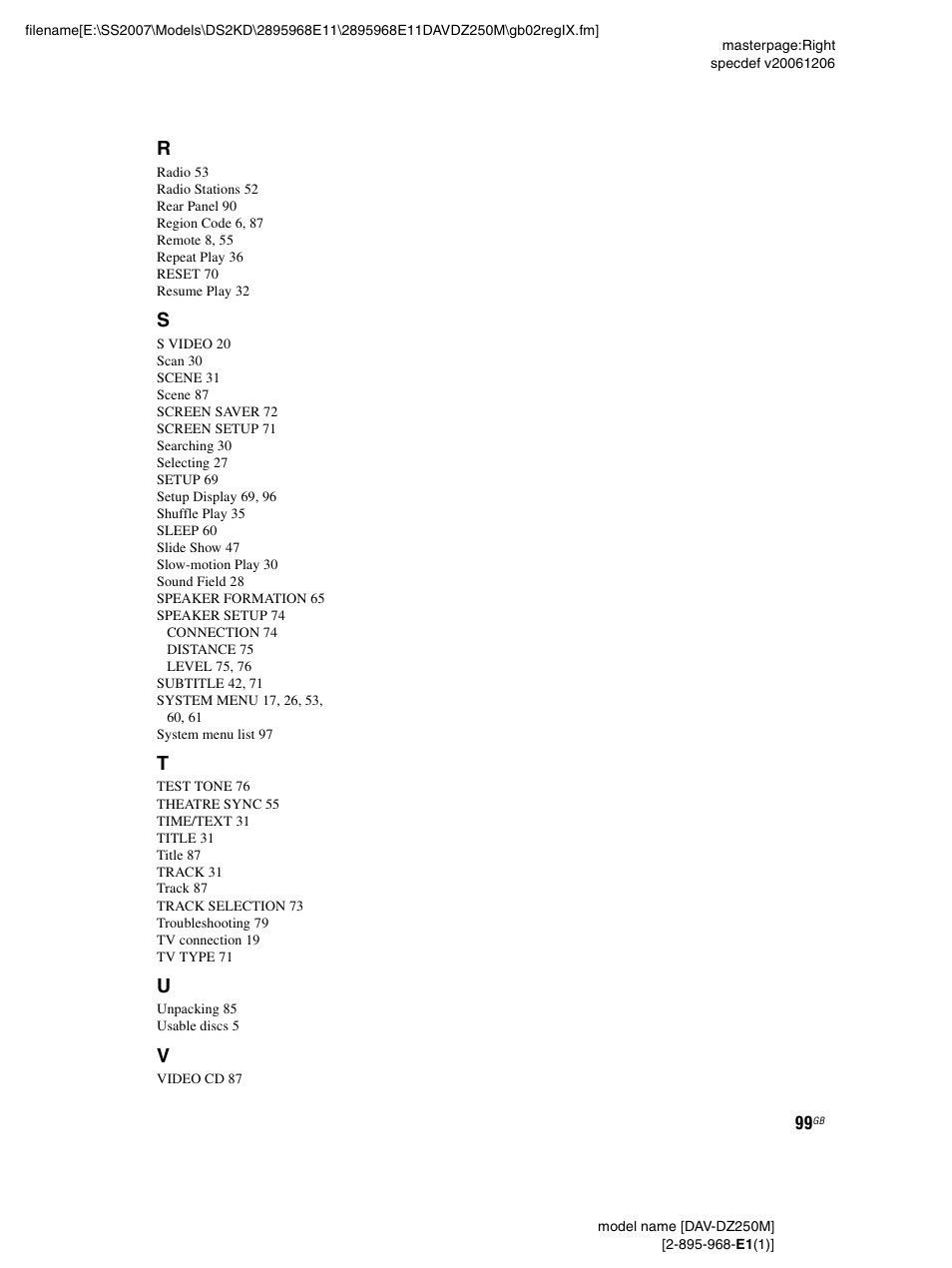 Sony DAV-DZ250M User Manual | Page 99 / 104
