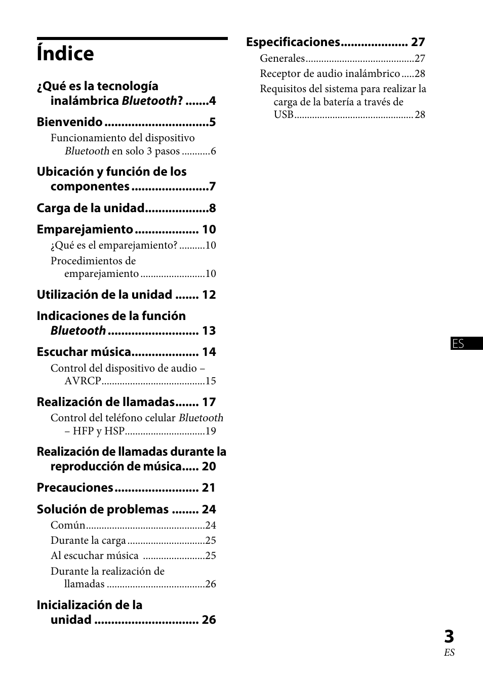 Índice | Sony DRC-BT30 User Manual | Page 29 / 56
