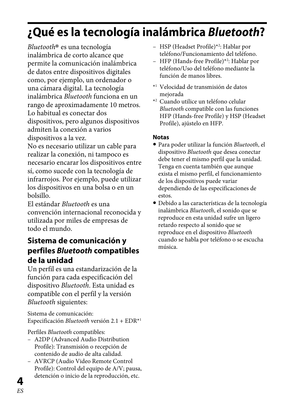 Qué es la tecnología inalámbrica bluetooth, Qué es la tecnología, Inalámbrica bluetooth | Sony DRC-BT30 User Manual | Page 30 / 56