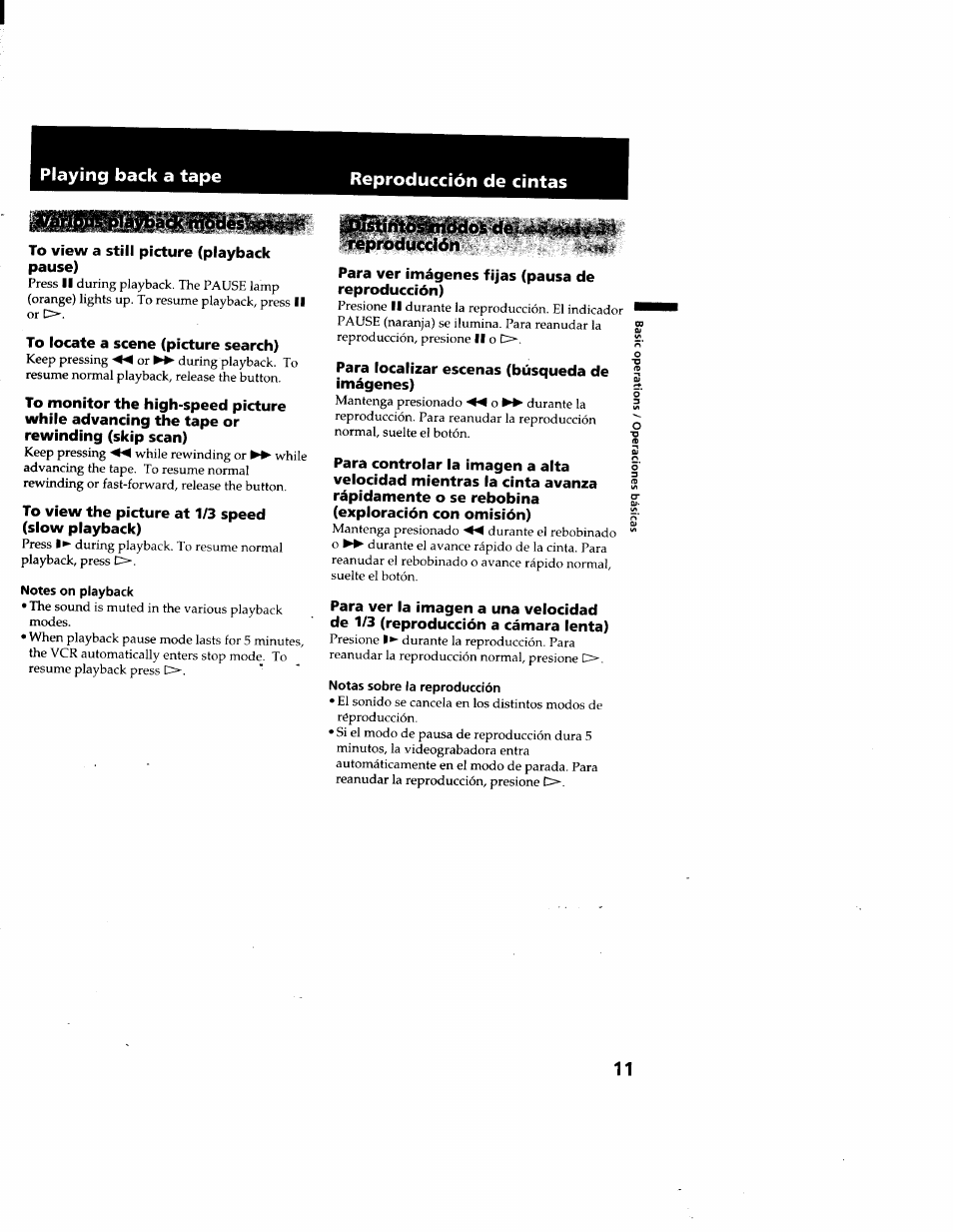 Notes on playback, Reproducción, Notas sobre la reproducción | Sony GV-D900 User Manual | Page 11 / 88
