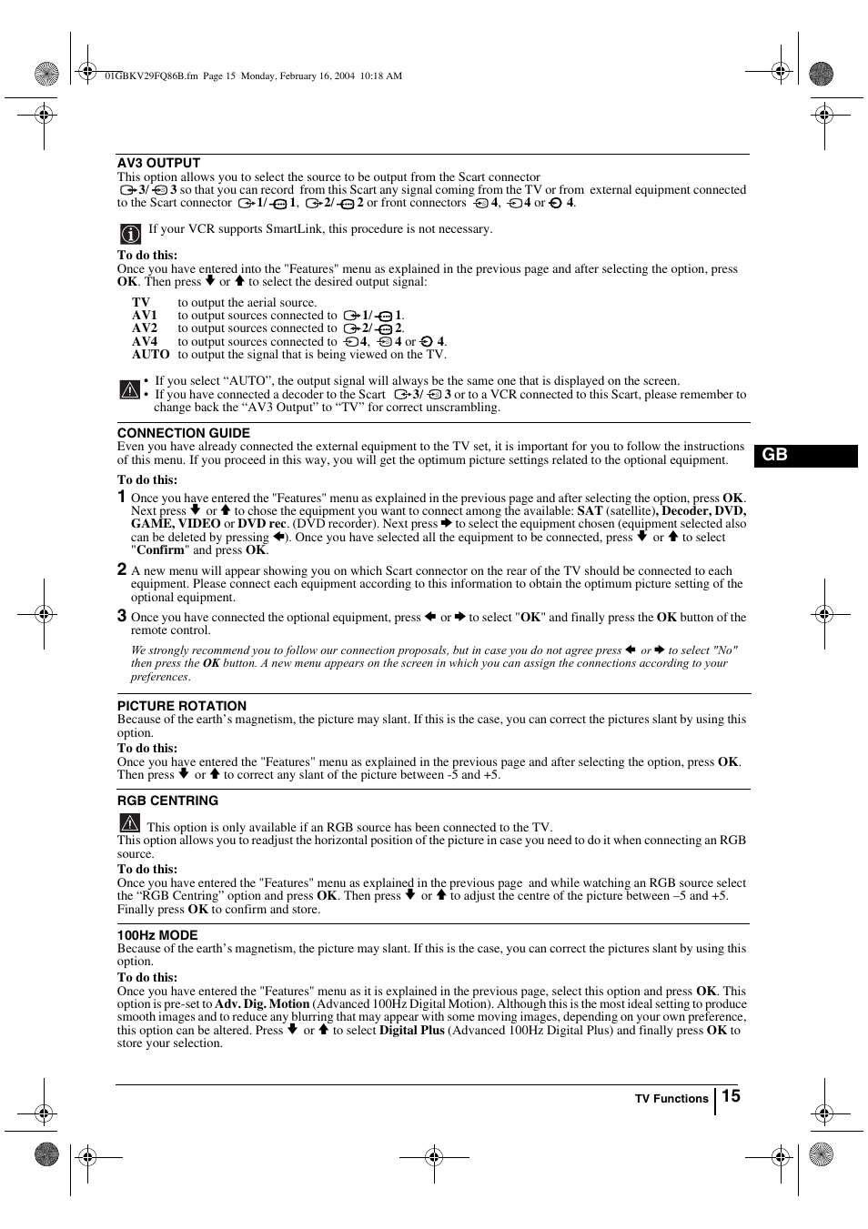 15 gb | Sony FD Trinitron WEGA KV-32FQ86B User Manual | Page 15 / 32