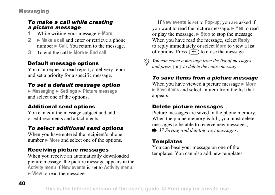 Sony K608i User Manual | Page 40 / 96