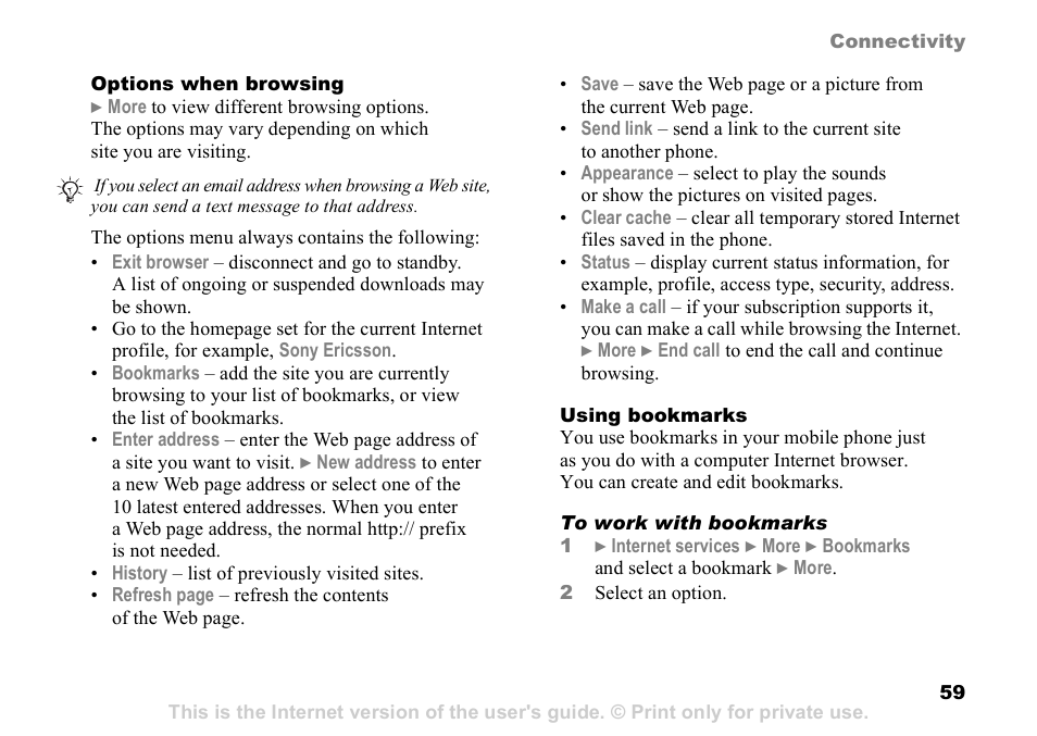 Sony K608i User Manual | Page 59 / 96