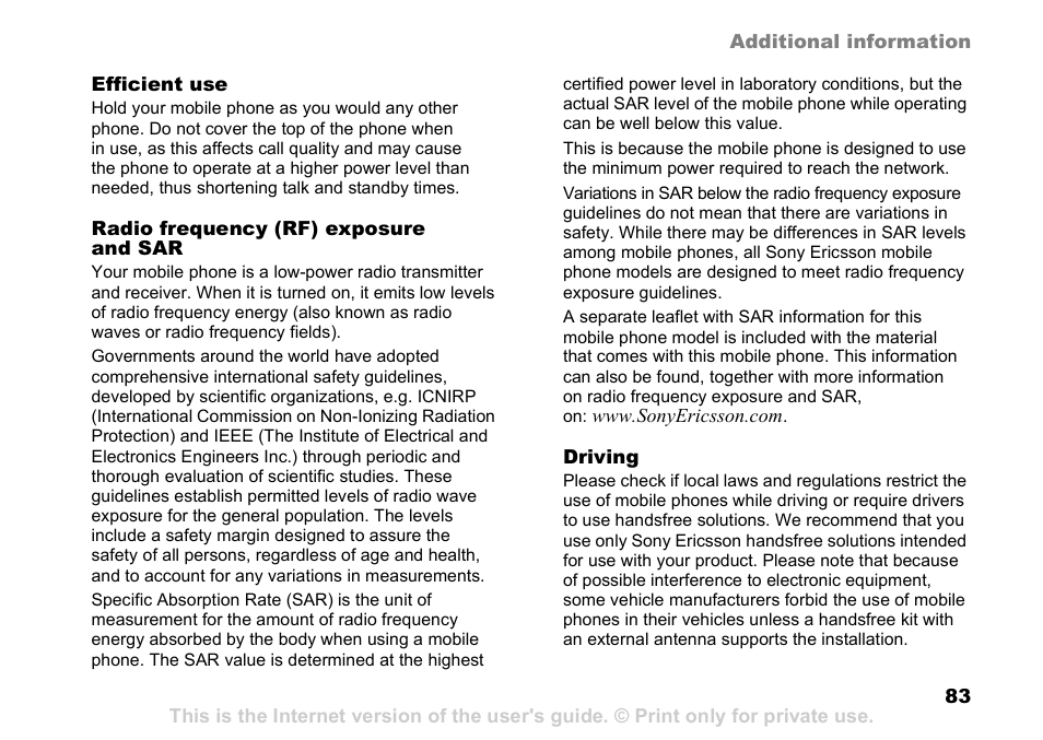 Sony K608i User Manual | Page 83 / 96