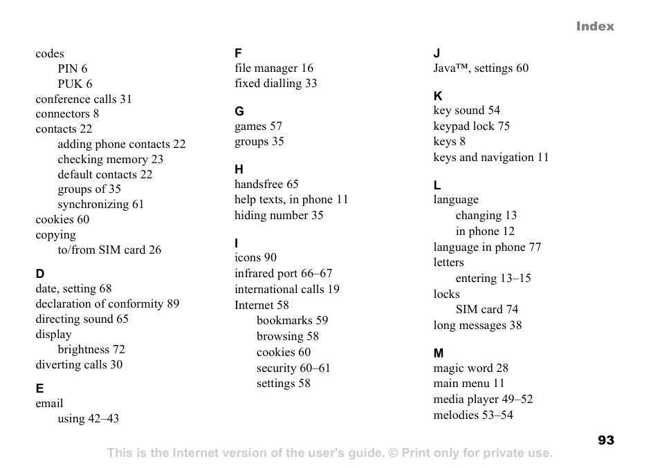 Sony K608i User Manual | Page 93 / 96