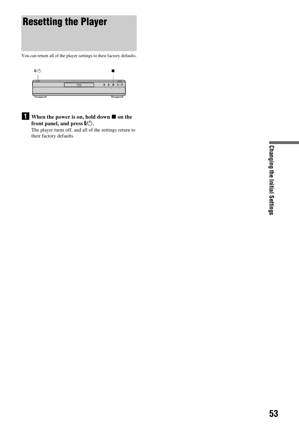 Resetting the player | Sony BDP-S300 User Manual | Page 53 / 72