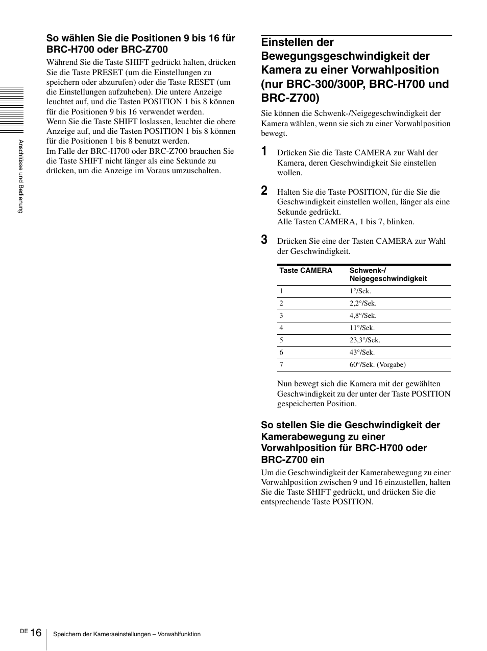 Einstellen der bewegungsgeschwindigkeit der | Sony RM-BR300 User Manual | Page 74 / 80