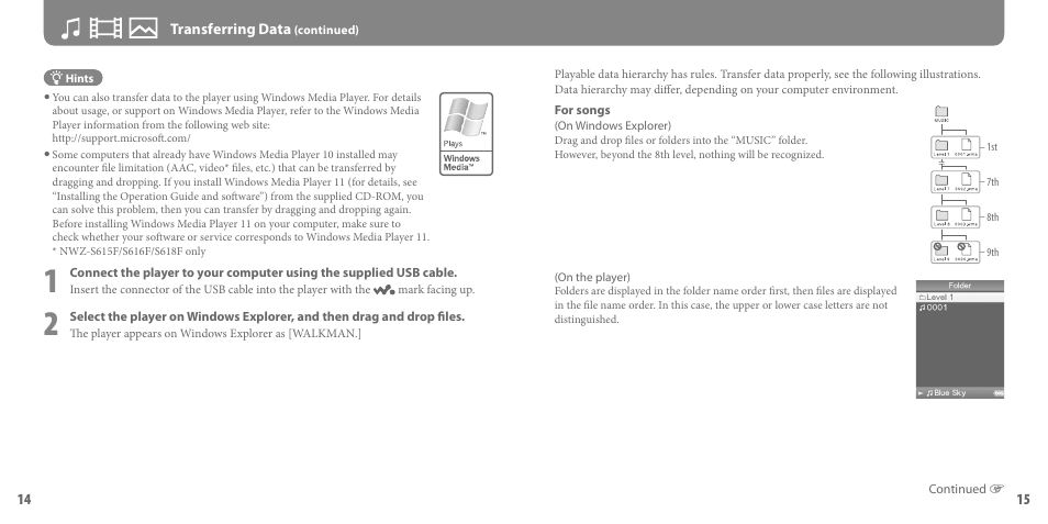 Sony NWZ-S618F User Manual | Page 8 / 16