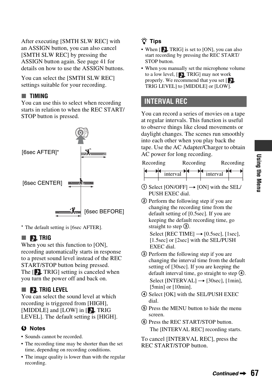 Interval rec | Sony HANDYCAM HDR-FX1000E User Manual | Page 67 / 131