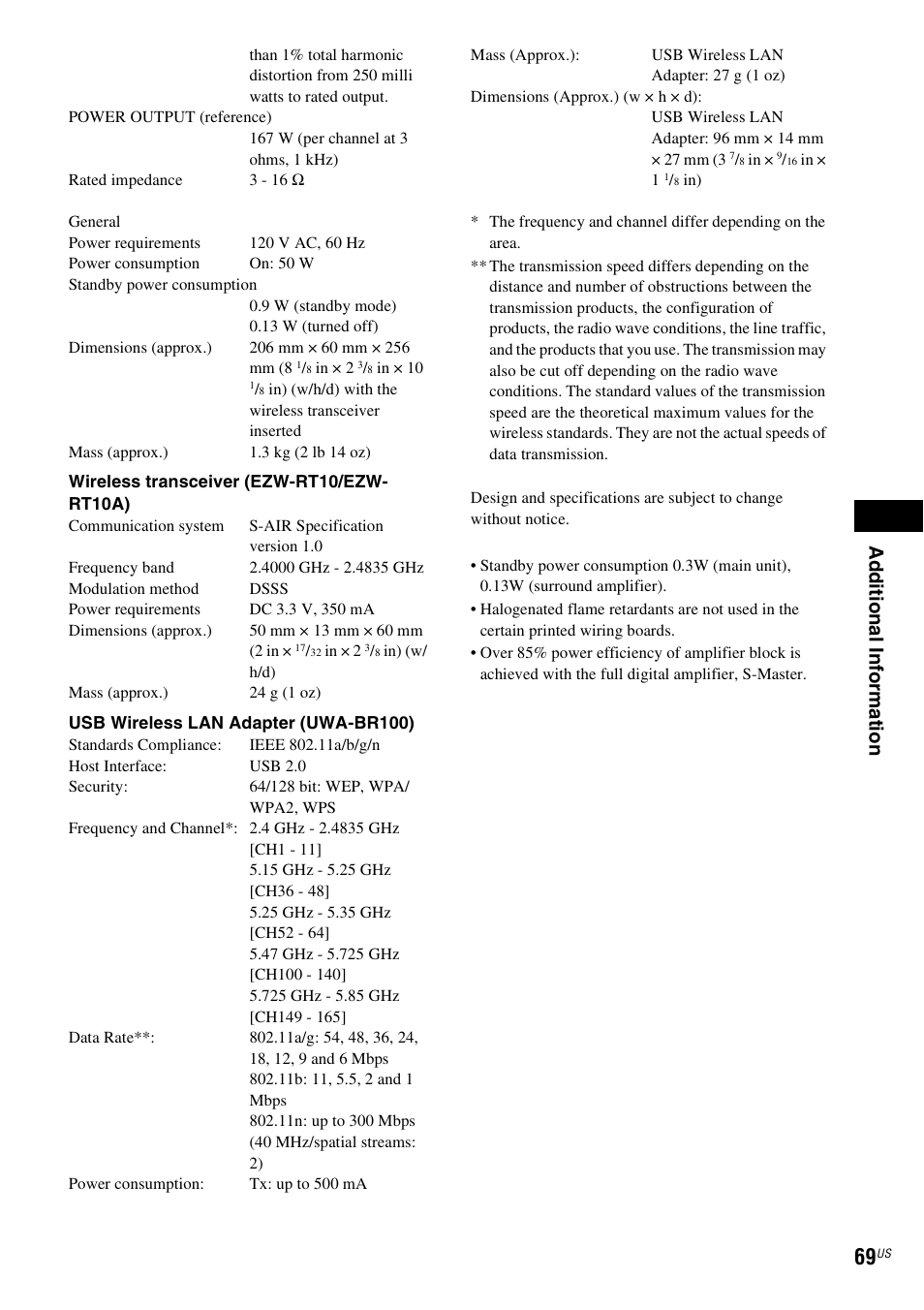 Ad ditio n al inf o rm at ion | Sony BDV-E770W User Manual | Page 69 / 75