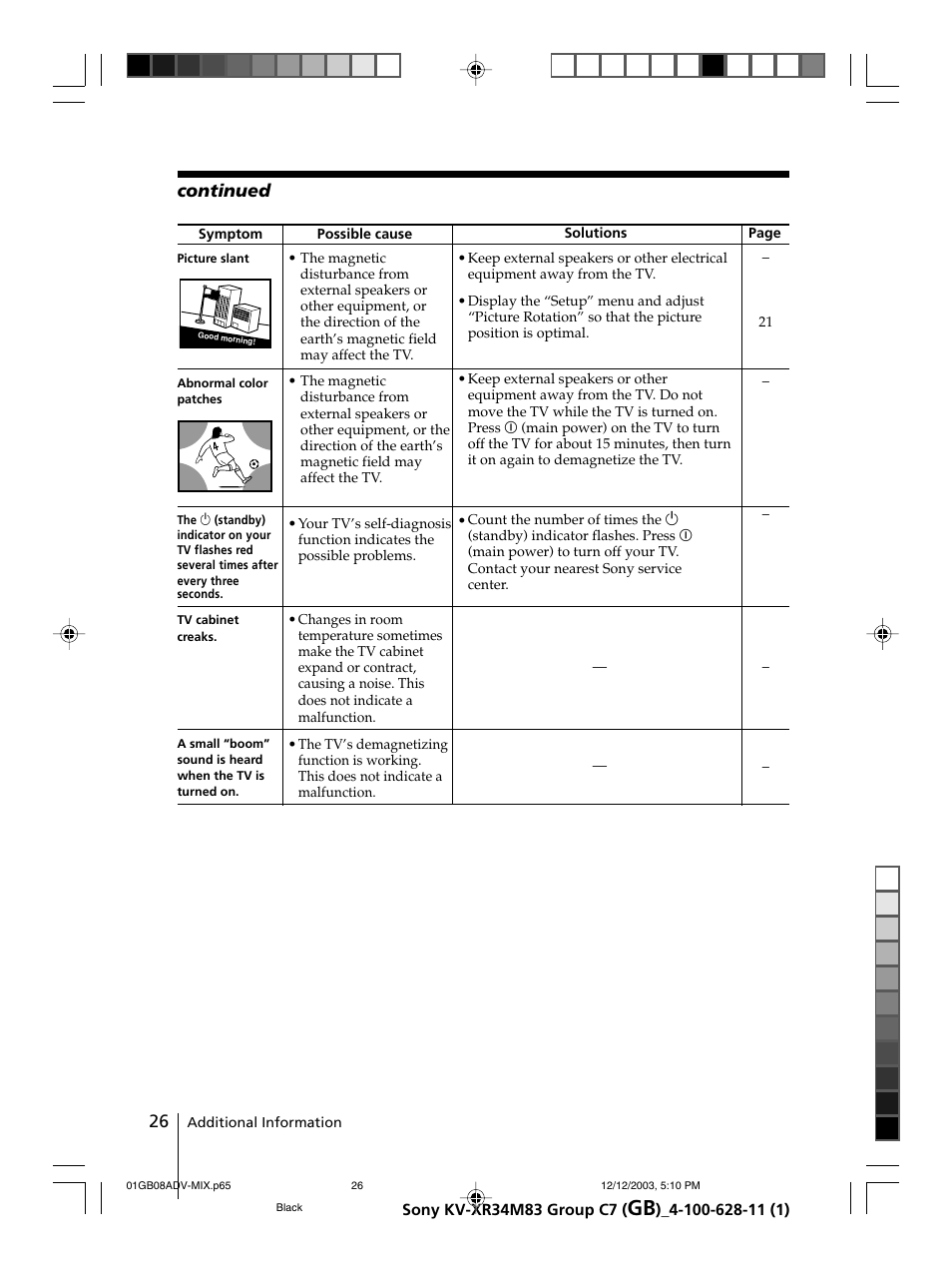 Sony wega KV-XR34 User Manual | Page 26 / 27