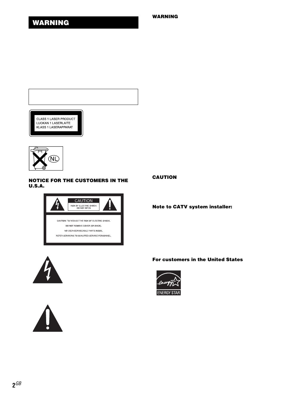 Warning | Sony ZX6 User Manual | Page 2 / 48