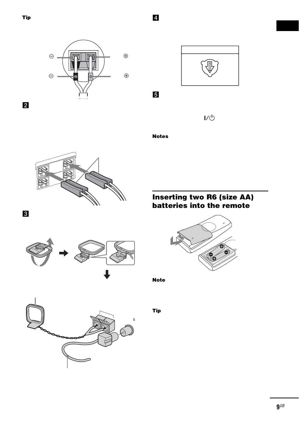 Getting star ted 9, Set up the am loop antenna, then connect it, 3connect the fm and am antennas | Continued | Sony ZX6 User Manual | Page 9 / 48
