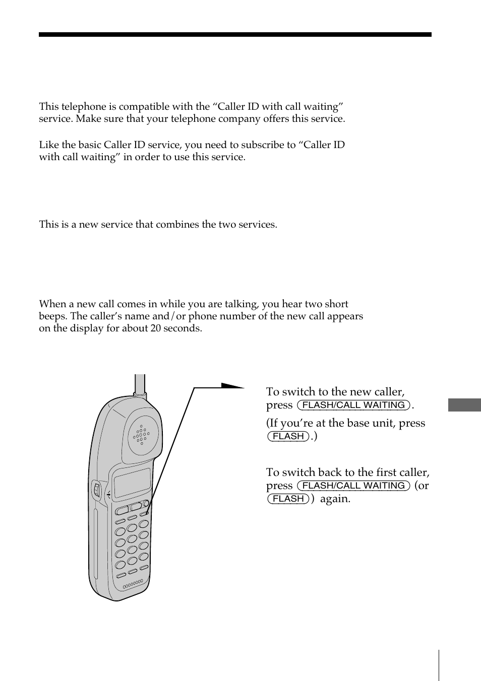 Using “caller id with call waiting” service | Sony SPP-A972 User Manual | Page 69 / 80