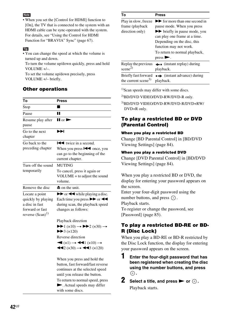 Other operations | Sony BDV-T20W User Manual | Page 42 / 123