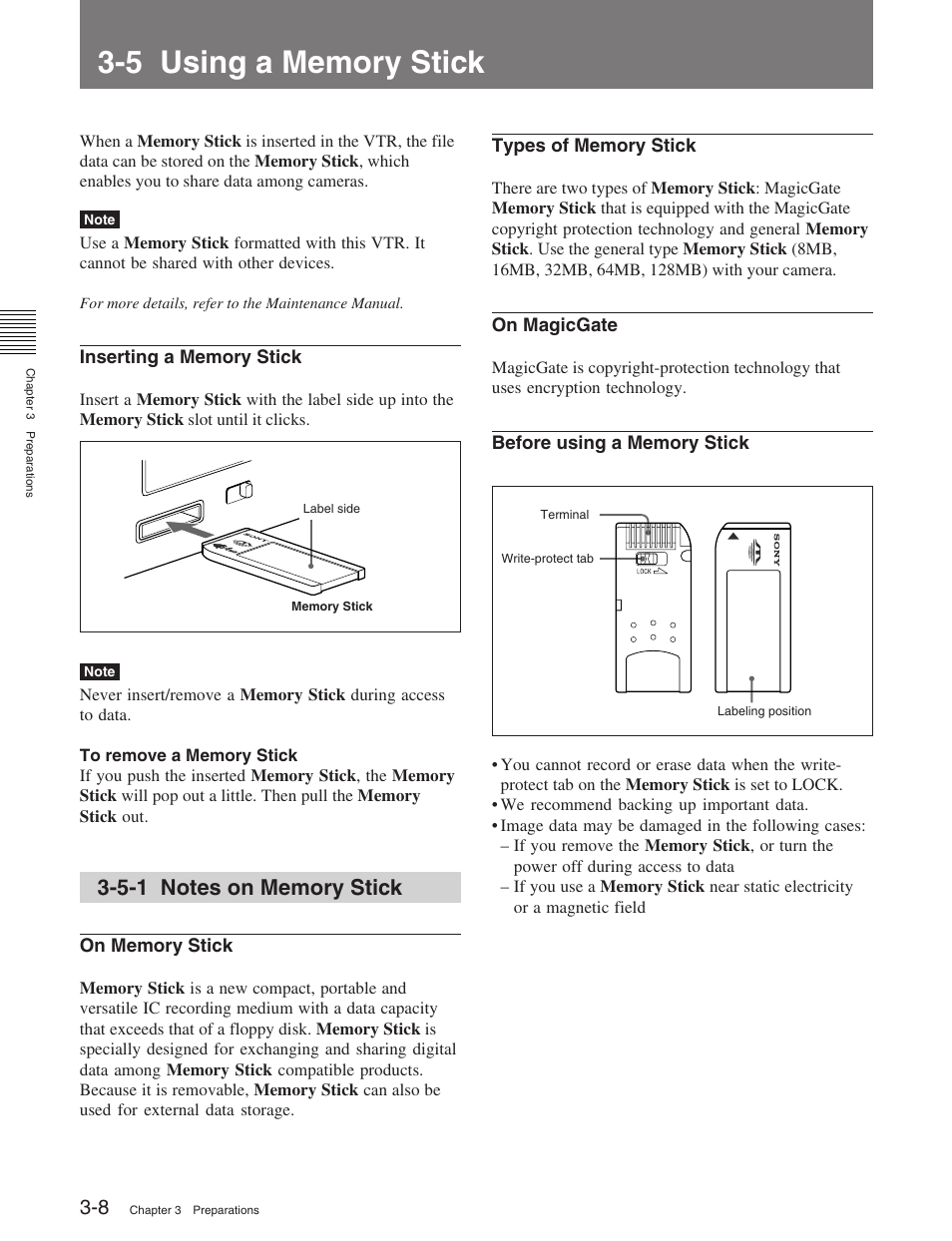 5 using a memory stick, 5-1 notes on memory stick | Sony HDW-M2100 User Manual | Page 32 / 115