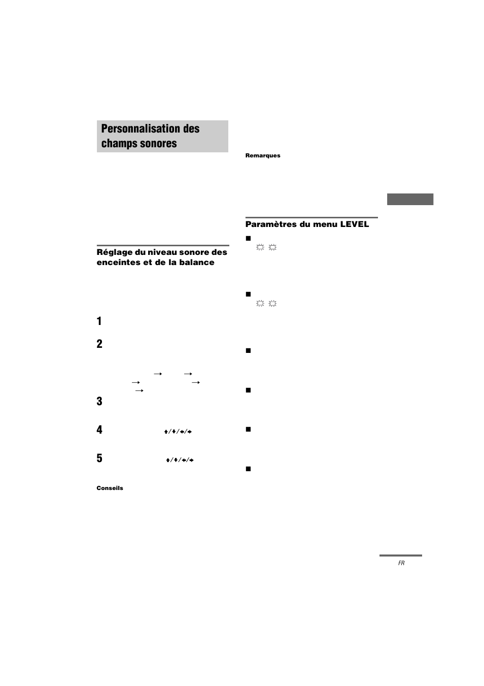 Personnalisation des champs sonores | Sony HT-K250 User Manual | Page 65 / 112