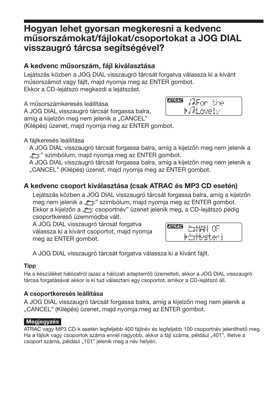 Hogyan lehet gyorsan megkeresni a | Sony D-NF611 User Manual | Page 56 / 112