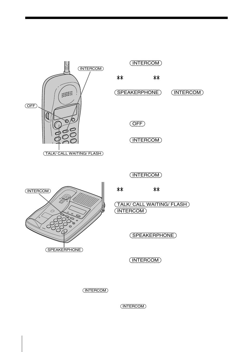 Talking between the phones (intercom), To talk from the handset to the base phone, To talk from the base phone to the handset | Sony SPP-SS966 User Manual | Page 28 / 96