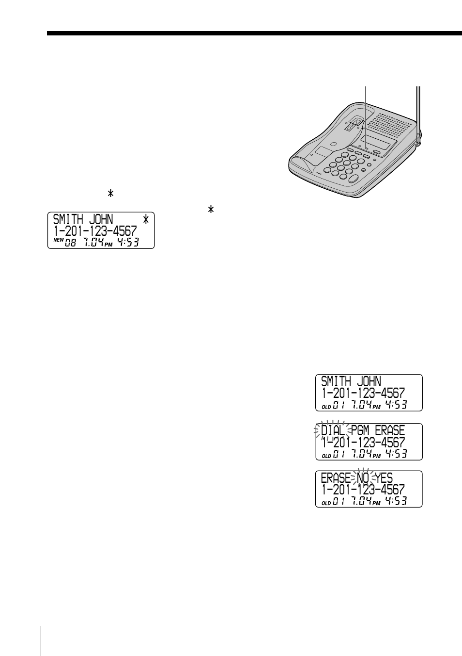 Erasing data from the caller id list | Sony SPP-SS966 User Manual | Page 34 / 96