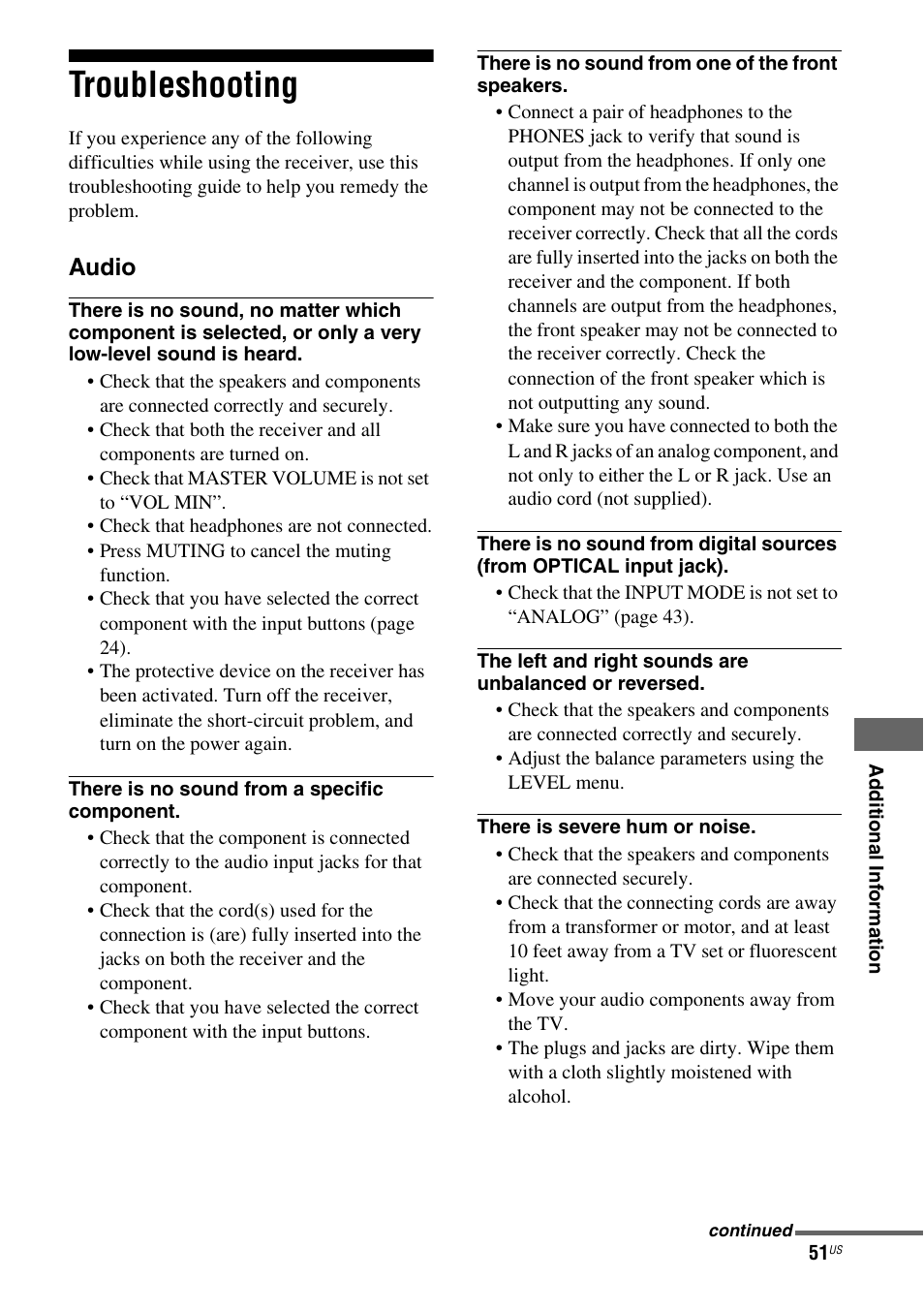 Troubleshooting | Sony HT-DDWG700 User Manual | Page 51 / 56