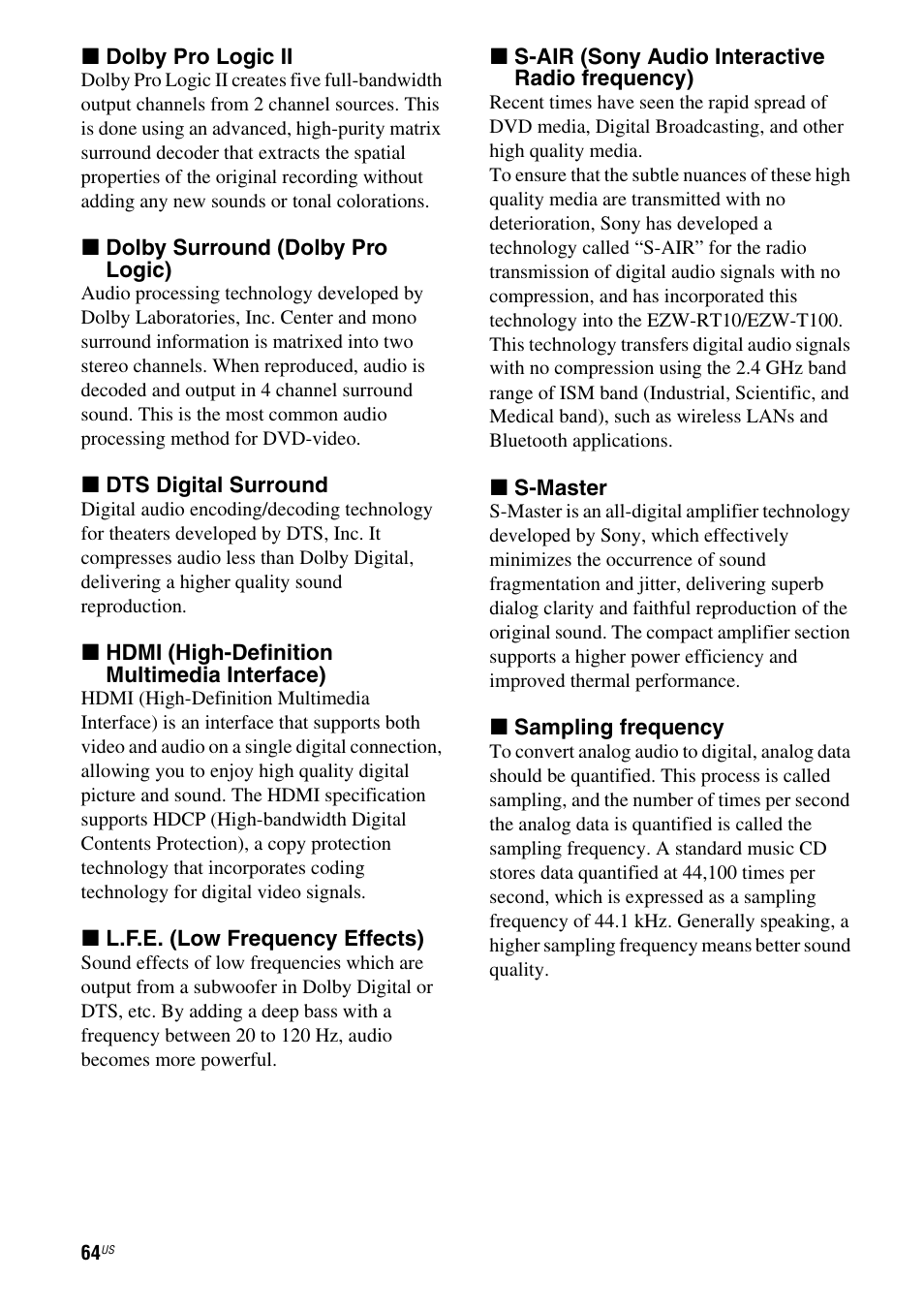 Sony HT-SF370 User Manual | Page 64 / 76