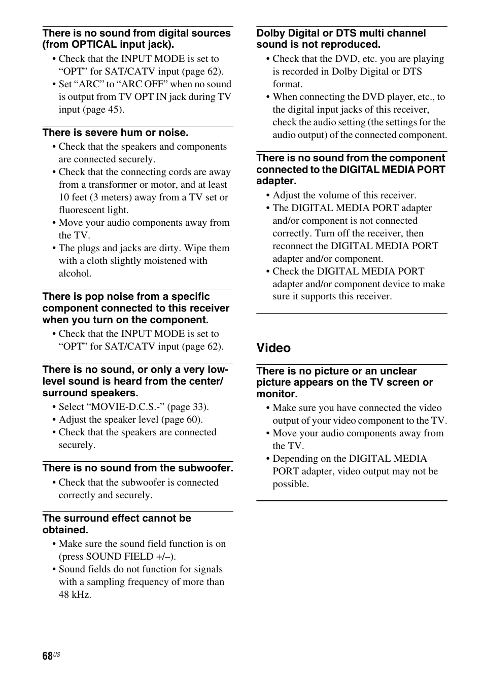 Video | Sony HT-SF370 User Manual | Page 68 / 76