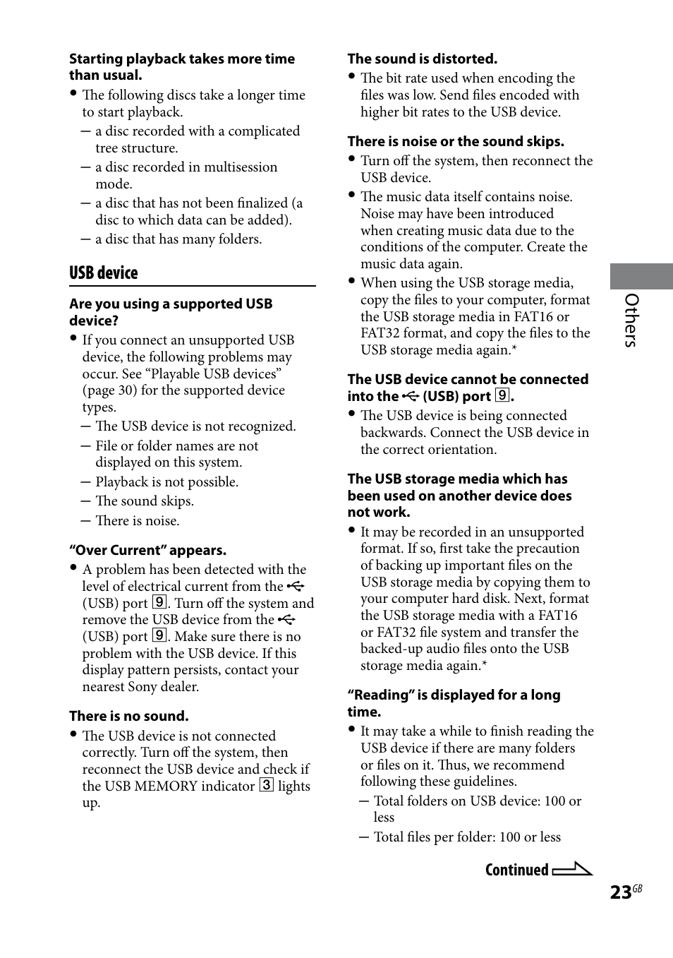 Others, Usb device | Sony CMT-HX9DAB User Manual | Page 23 / 32