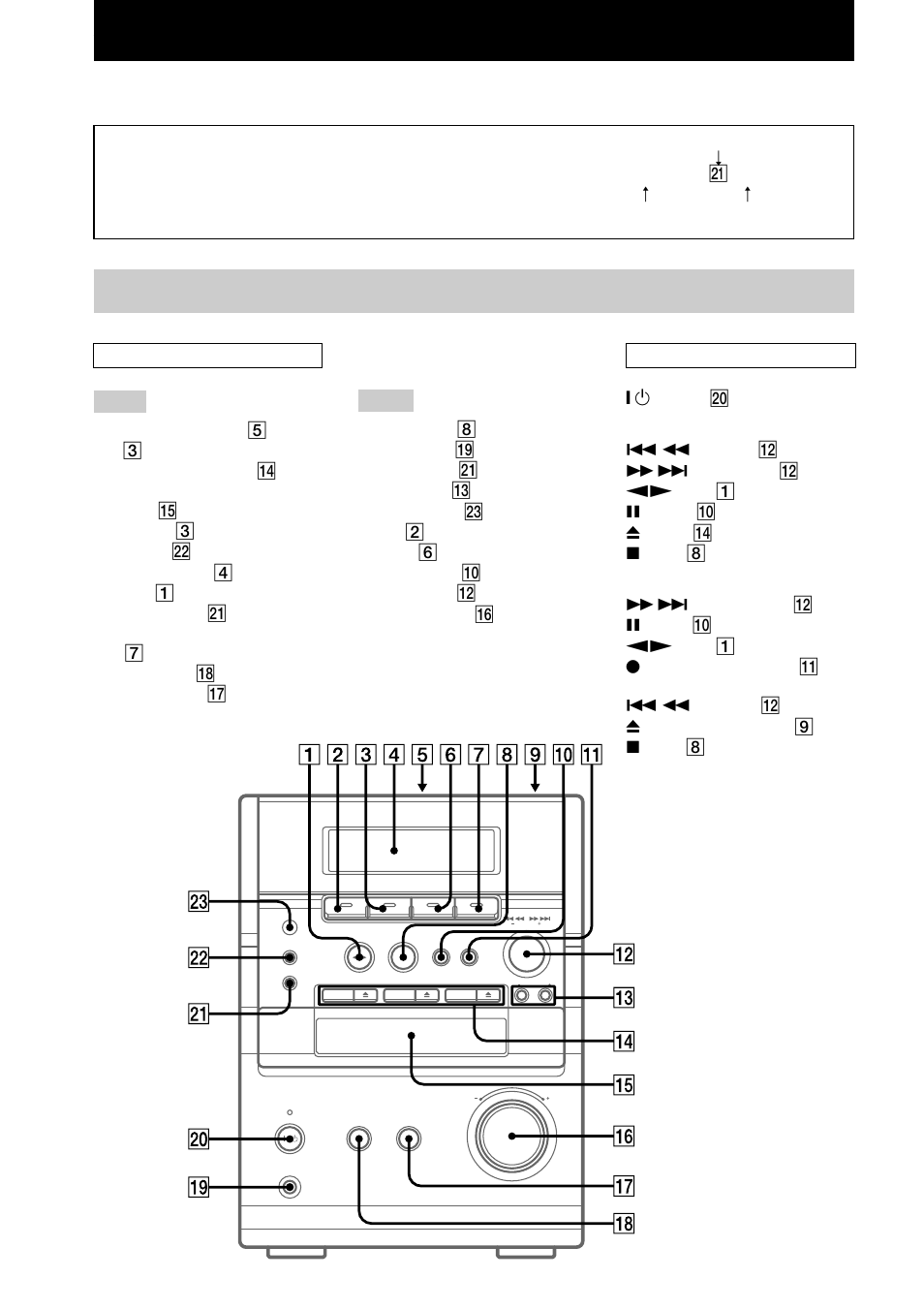 Main unit, List of button locations and reference pages | Sony CMT-EP707 User Manual | Page 4 / 24