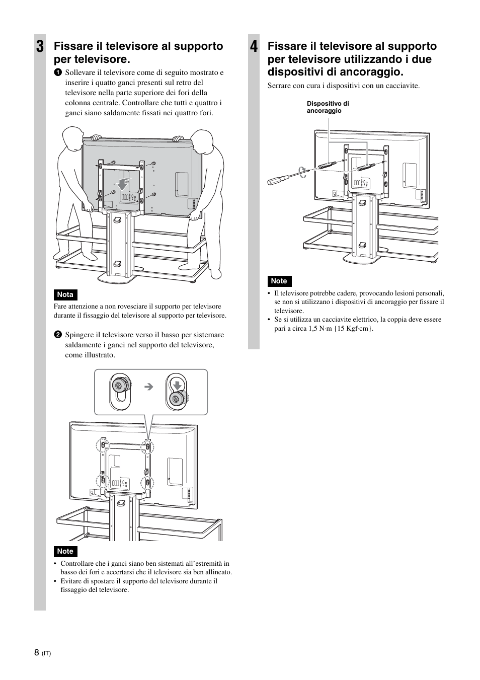 Fissare il televisore al supporto per televisore | Sony SU-FL61 User Manual | Page 118 / 211