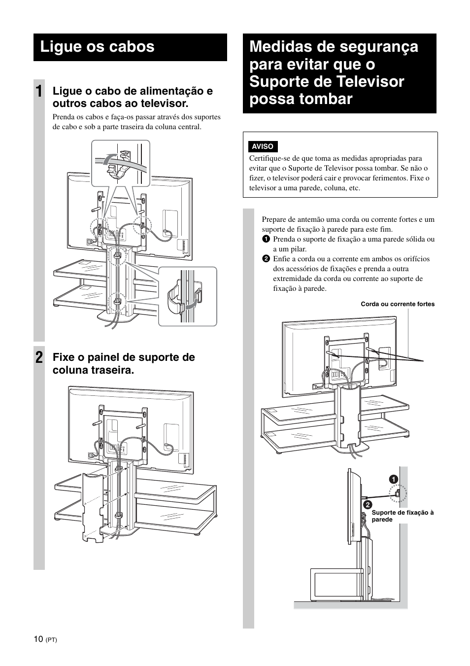 Ligue os cabos, Ligue os cabos 1 | Sony SU-FL61 User Manual | Page 50 / 211