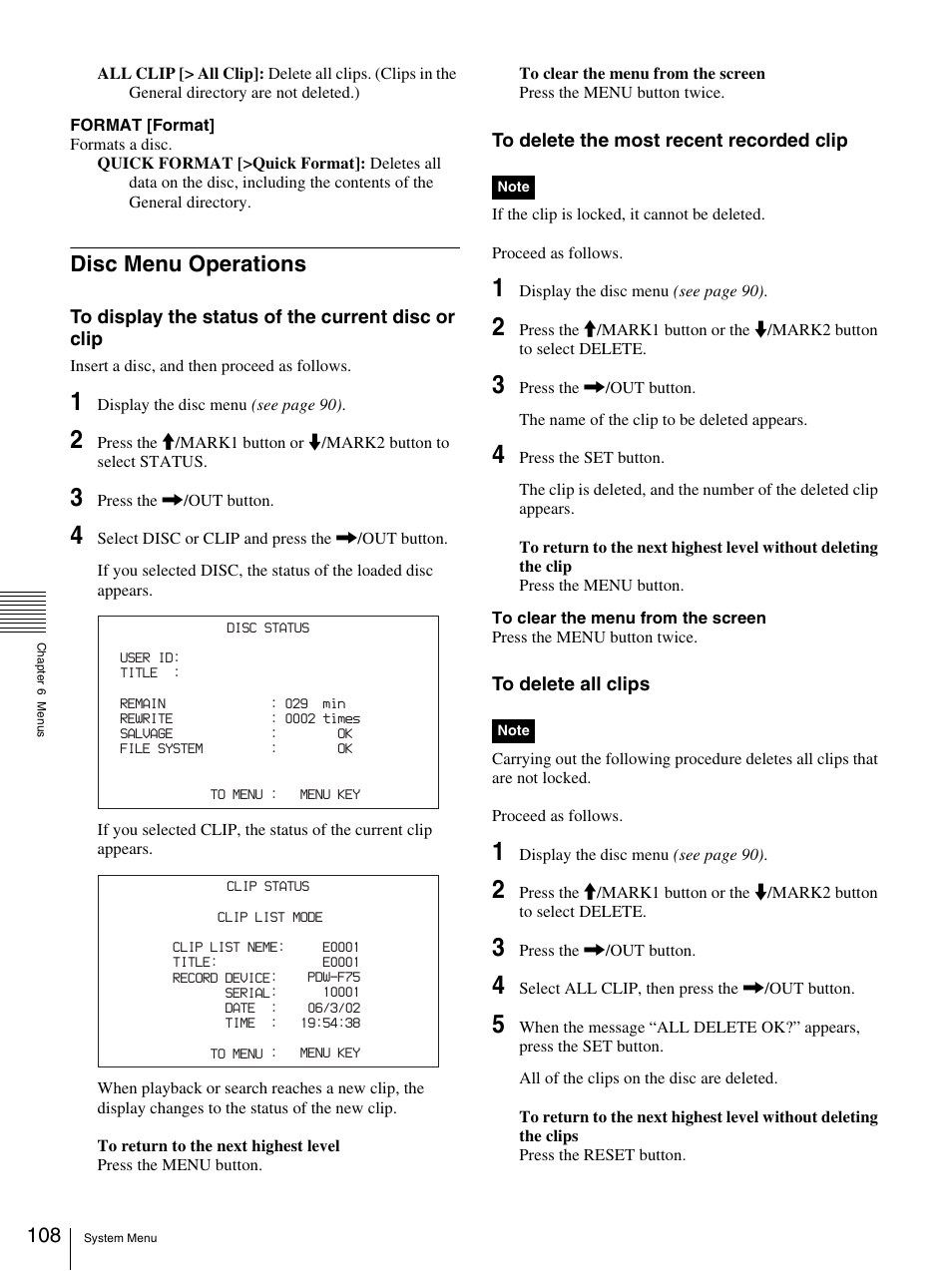 Disc menu operations | Sony 3-270-589-12 (1) User Manual | Page 108 / 135