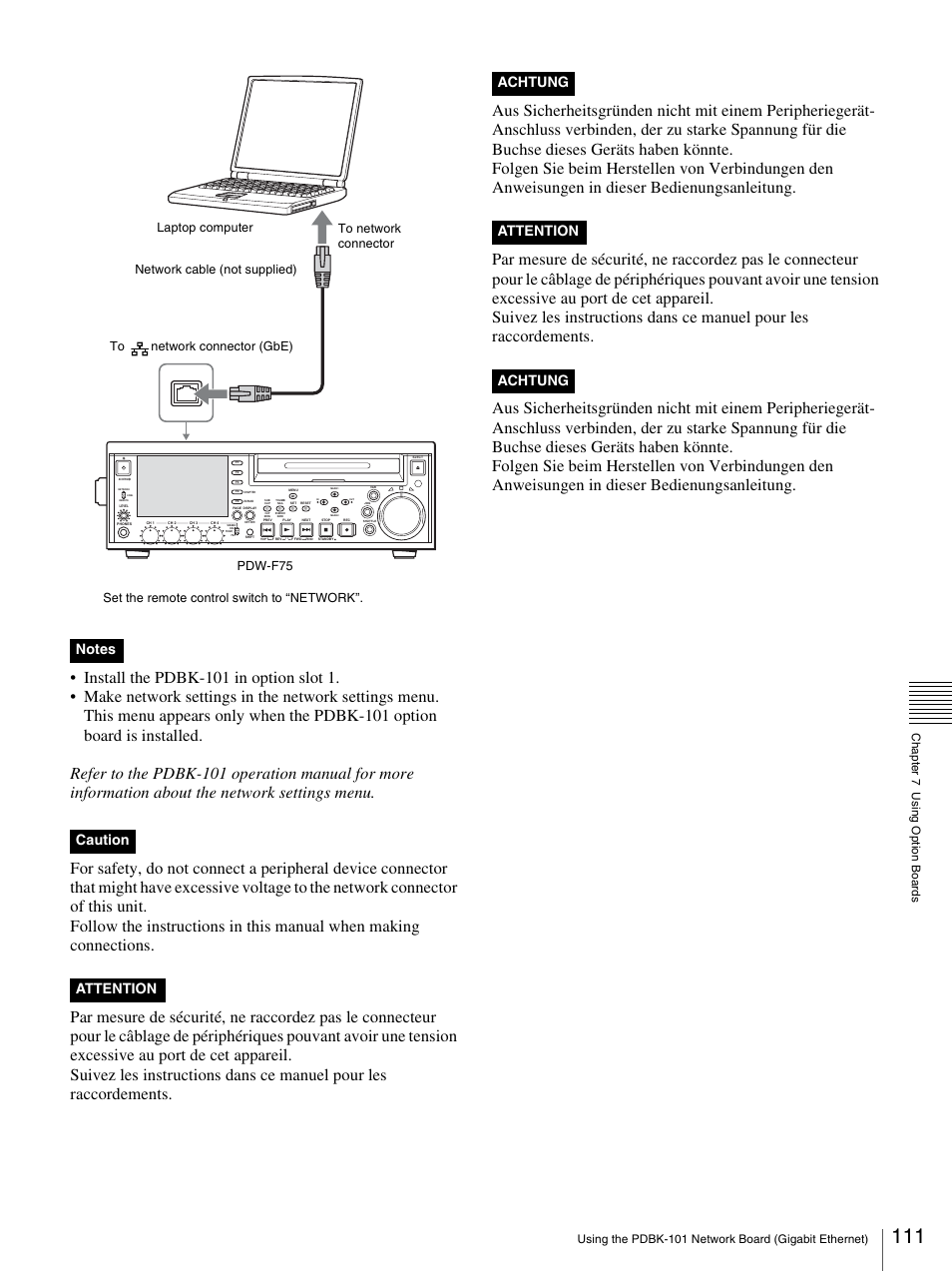 Achtung attention achtung | Sony 3-270-589-12 (1) User Manual | Page 111 / 135