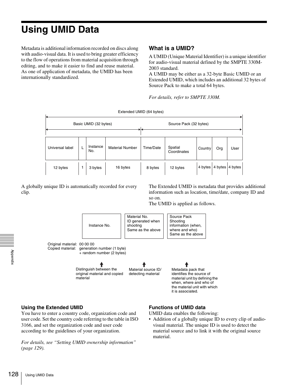 Using umid data, What is a umid | Sony 3-270-589-12 (1) User Manual | Page 128 / 135