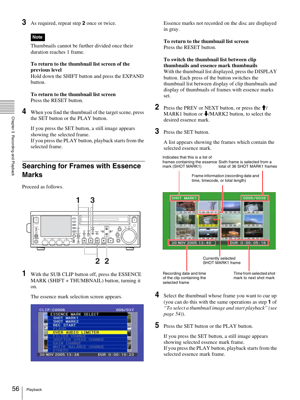 Searching for frames with essence marks, Proceed as follows | Sony 3-270-589-12 (1) User Manual | Page 56 / 135