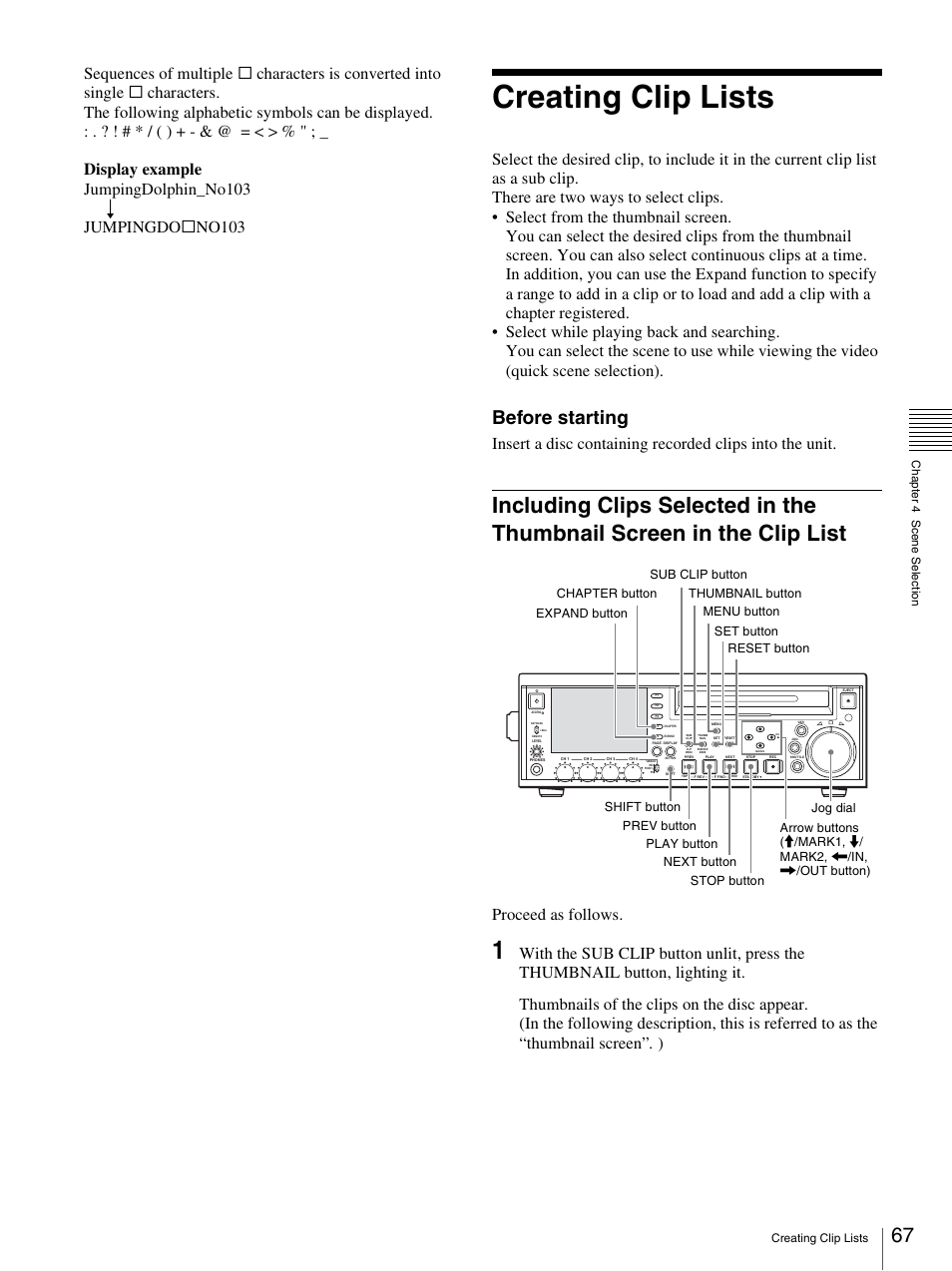 Creating clip lists, Before starting, Proceed as follows | Sony 3-270-589-12 (1) User Manual | Page 67 / 135