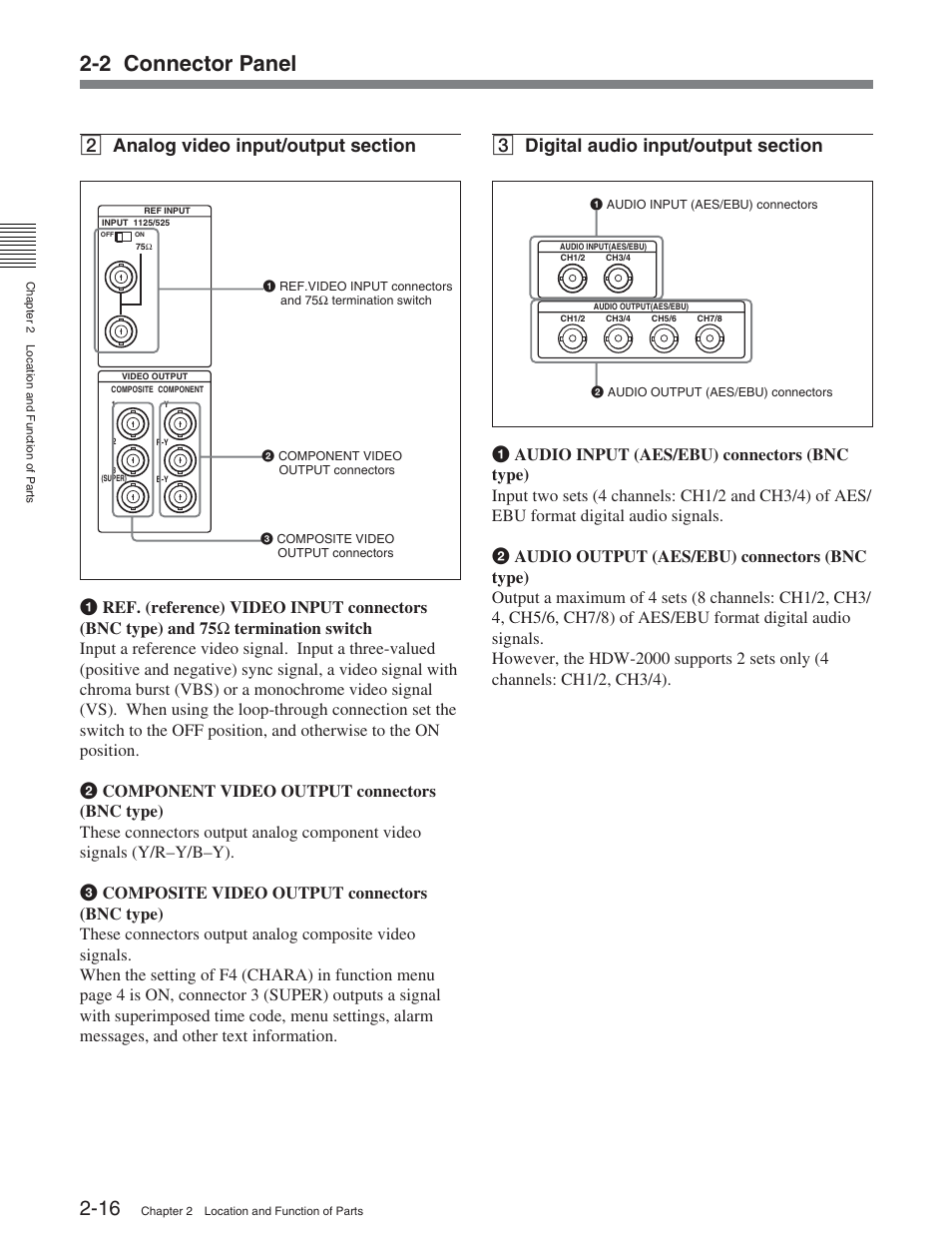 2 connector panel | Sony HDW-D2000 User Manual | Page 23 / 147