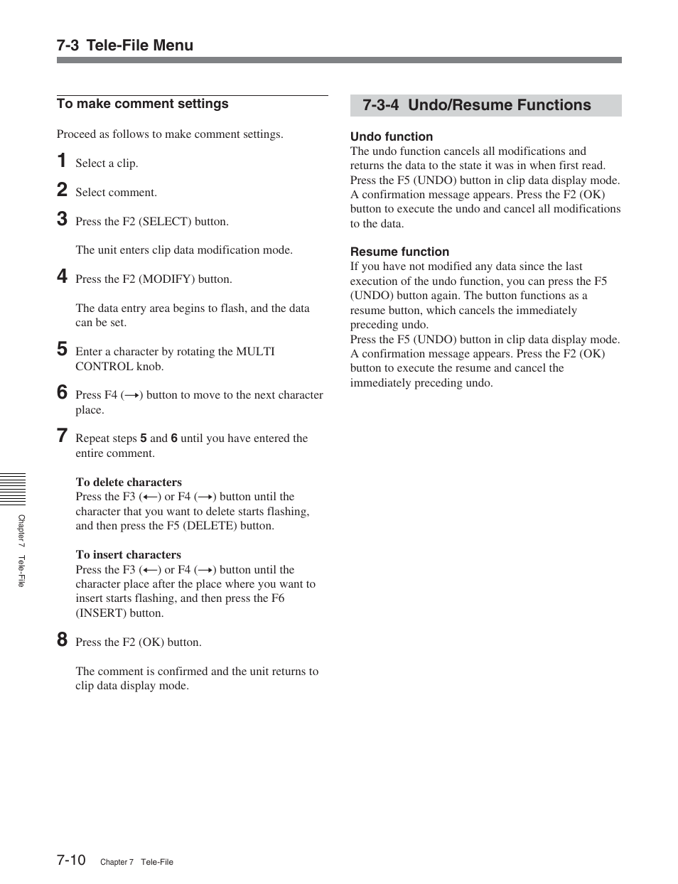 3-4 undo/resume functions | Sony HDW-D2000 User Manual | Page 82 / 147