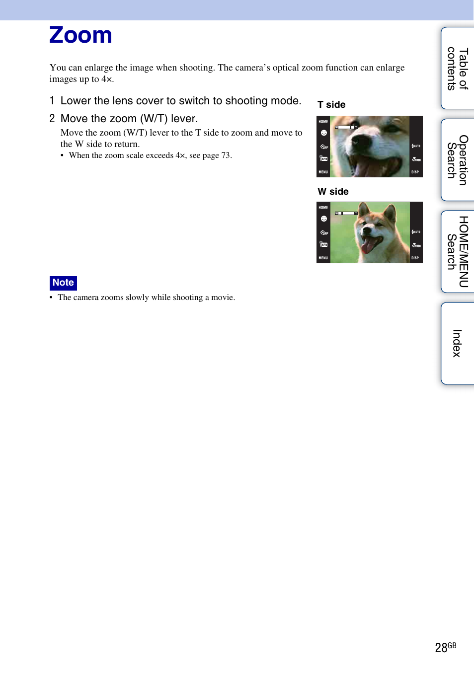 Zoom, R (28 | Sony Cyber-shot 4-130-938-12(1) User Manual | Page 28 / 170