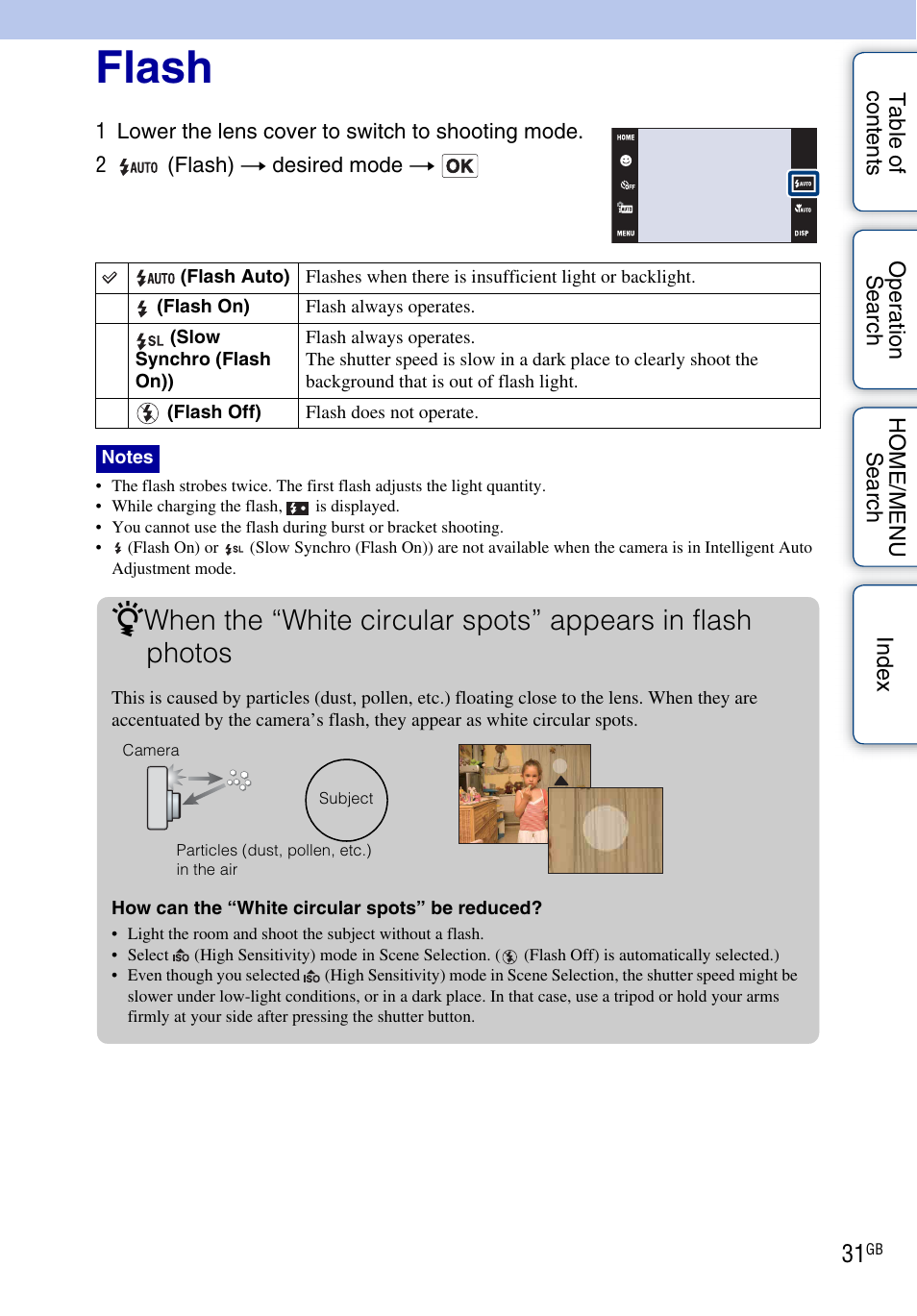 Flash | Sony Cyber-shot 4-130-938-12(1) User Manual | Page 31 / 170