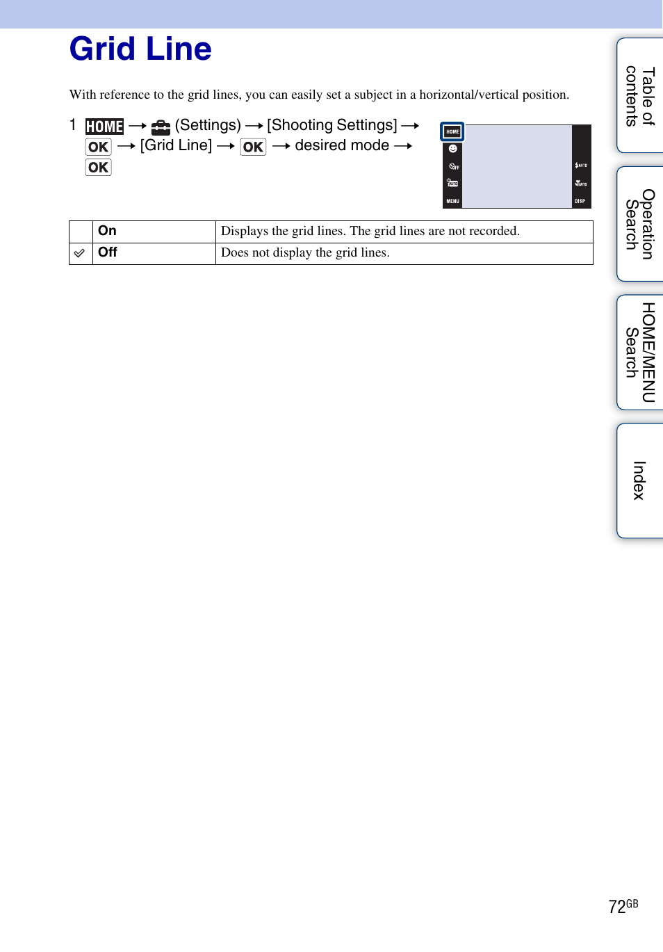 Grid line | Sony Cyber-shot 4-130-938-12(1) User Manual | Page 72 / 170
