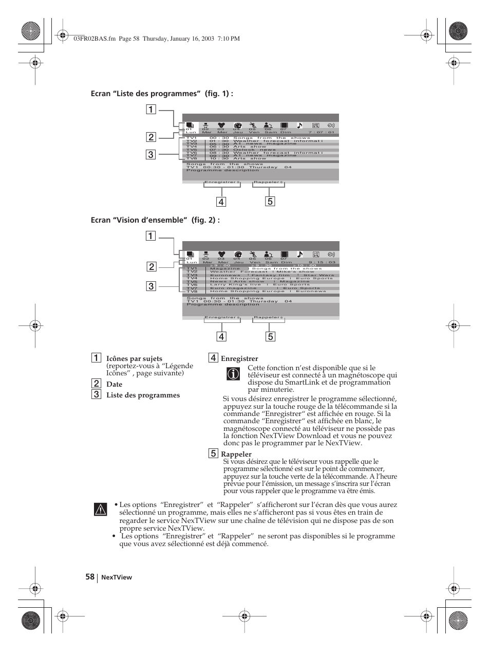 Date, Liste des programmes | Sony WEGA KLV-30MR1 User Manual | Page 208 / 304