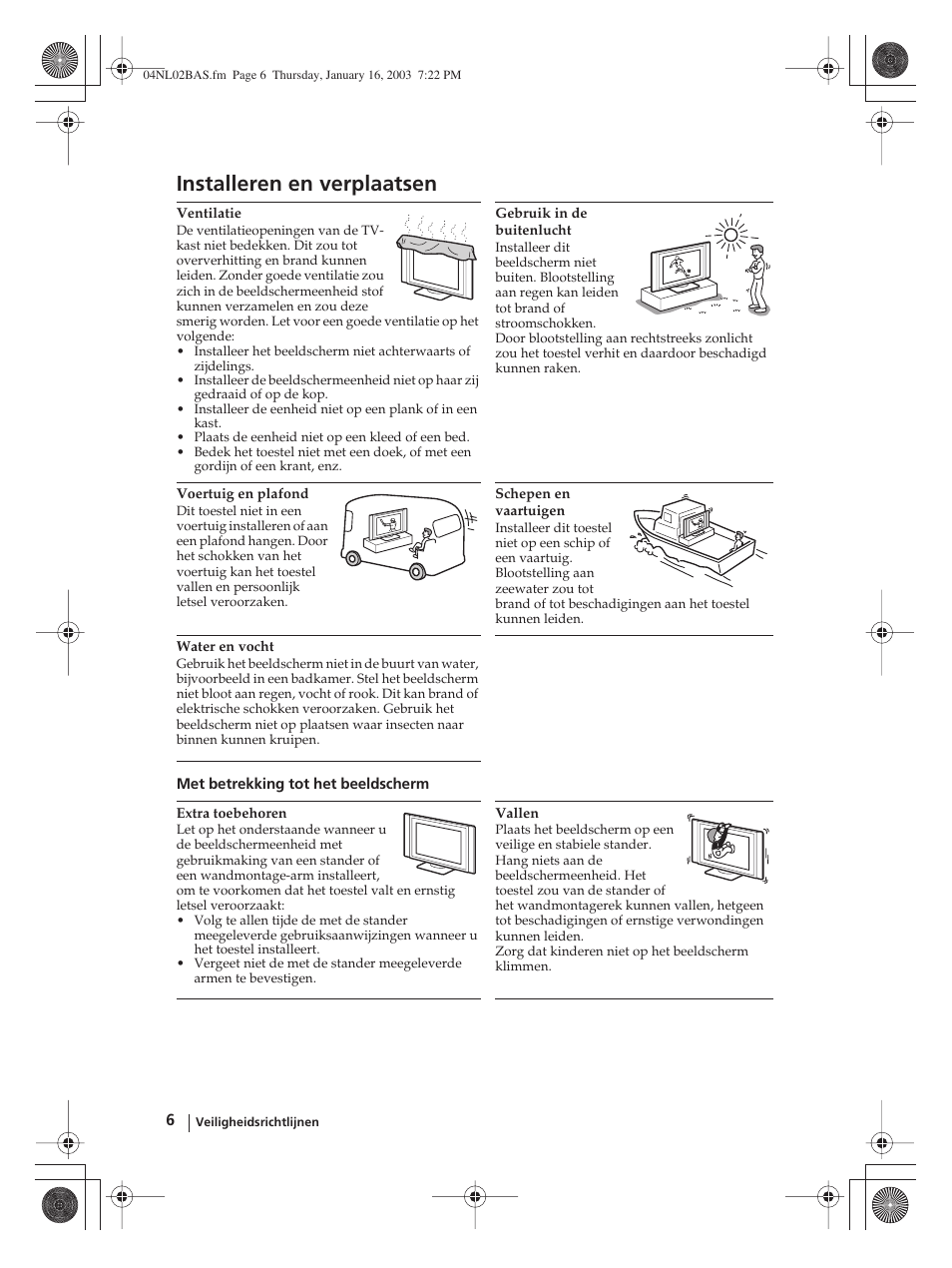 Installeren en verplaatsen | Sony WEGA KLV-30MR1 User Manual | Page 234 / 304