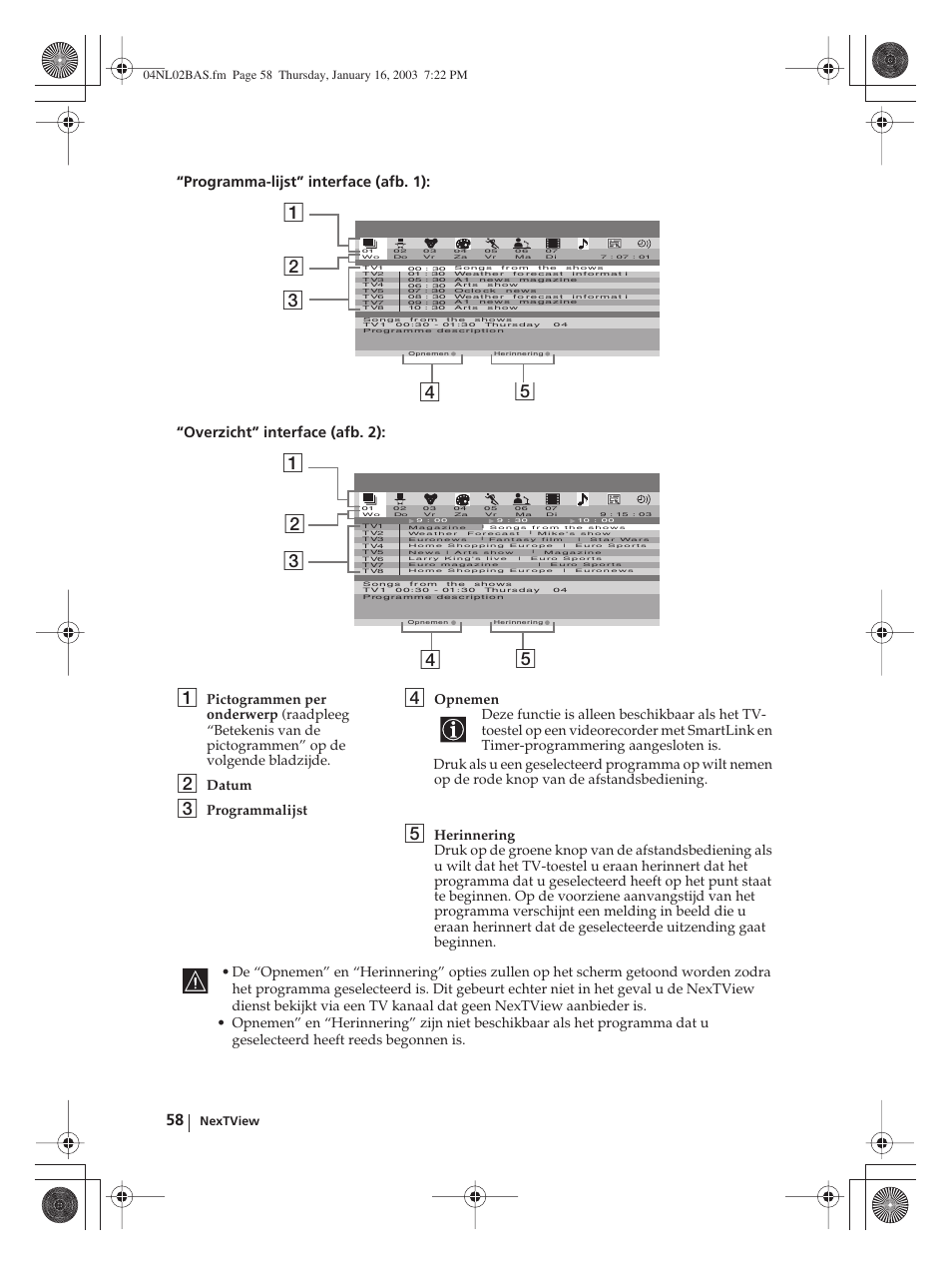 Datum, Programmalijst | Sony WEGA KLV-30MR1 User Manual | Page 286 / 304